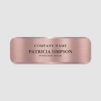 Rose Gold Brushed Metallic Texture Design: Elegant Name Tag