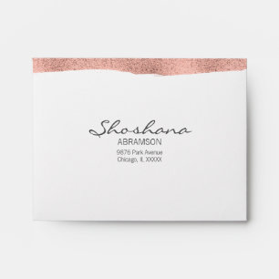 Rose Gold Brushstroke Bat Mitzvah RSVP Envelope