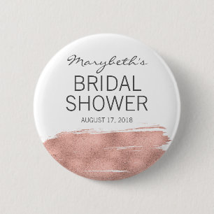 Rose Gold Brushstroke Bridal Shower Button