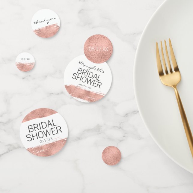 Rose Gold Brushstroke Bridal Shower Table Confetti (Group)