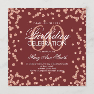 Rose Gold Burgundy 60th Birthday Glitter Confetti Invitation