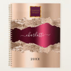 Rose gold burgundy agate marble business logo