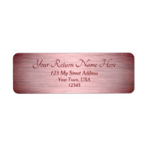 Rose Gold Burgundy Brushed Metal Return Address