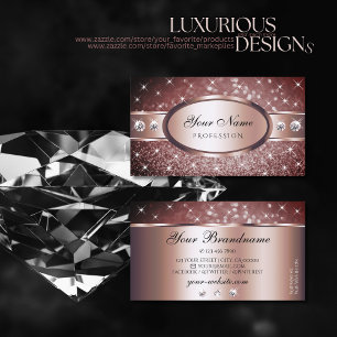 Rose Gold Burgundy Glitter Sparkle Stars Jewels Business Card