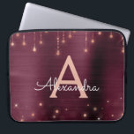 Rose Gold Burgundy String Lights Sparkle Monogram Laptop Sleeve<br><div class="desc">Pink Rose Gold and Burgundy Faux Foil and String Lights Sparkle Elegant Monogram Case. This case can be customized to include your initial and first name.</div>