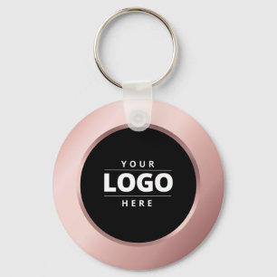 Rose Gold Business Logo QR Code Employee Keychain