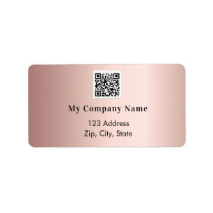Rose gold business qr code return address label