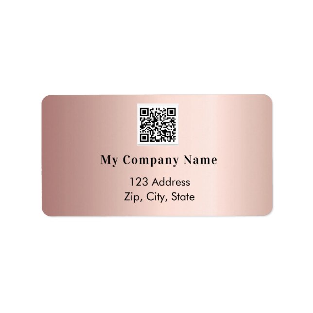 Rose gold business qr code return address label (Front)
