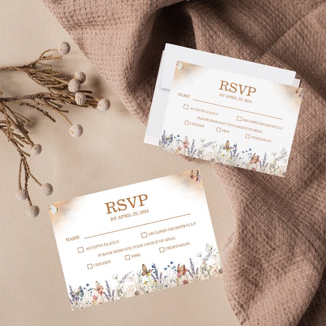 Rose Gold Butterfly Garden Wedding Carte de répons (Créateur téléchargé)