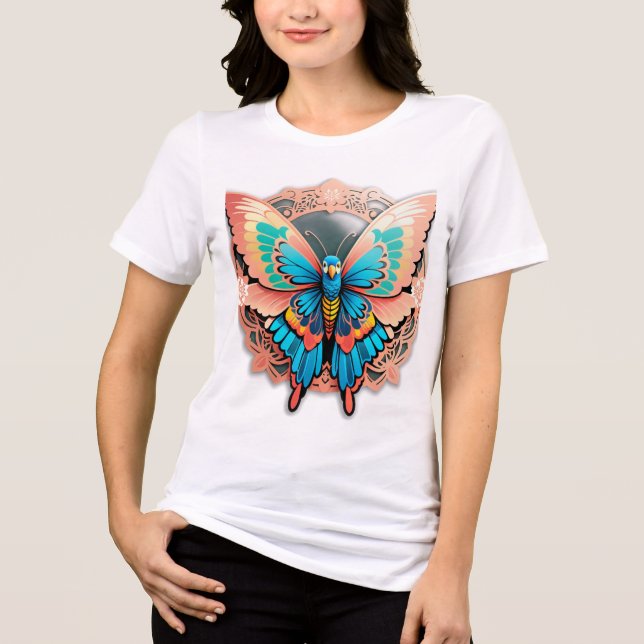 Rose Gold Butterfly Mandala Tri-Blend Shirt (Front)