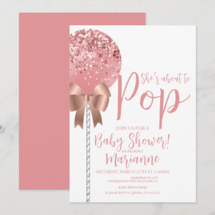 Rose Gold Cake Pop About to Pop Baby Shower Invitation