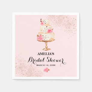 Rose Gold Cake Tea Party Bridal Shower Napkins