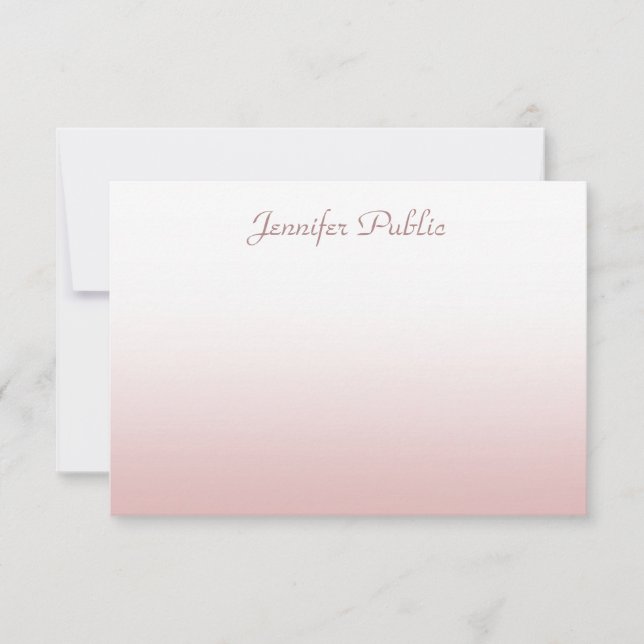Rose Gold Calligraphed Script Name Chic Template (Front)