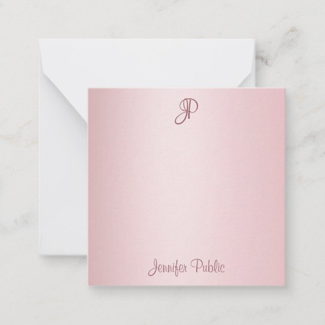 Rose Gold Calligraphie Script Monogramme Modèle (Devant)