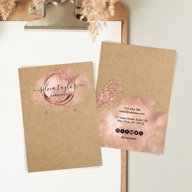 Rose Gold Calligraphy art Earrage carte d'affichag (Créateur téléchargé)
