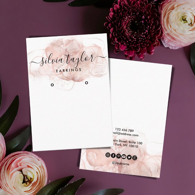 Rose Gold Calligraphy art Earring display card (Creator Uploaded)