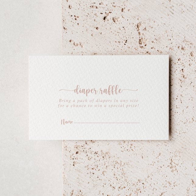 Rose Gold Calligraphy Diaper Raffle Ticket   Enclosure Card (Creator Uploaded)