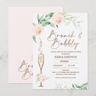 Rose Gold Calligraphy Floral Bridal Shower Invitation