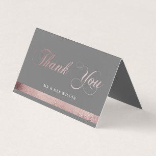 Rose Gold Calligraphy Folded Thank You Card
