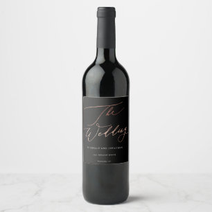 Rose Gold Calligraphy Modern Calligraphy Wedding Wine Label