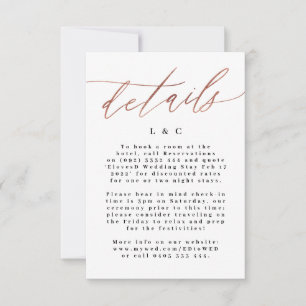 Rose Gold Calligraphy Modern Wedding Enclosure RSVP Card