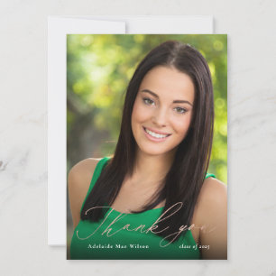 Rose Gold Calligraphy Photo Graduation Thank You Card