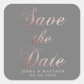 Rose Gold Calligraphy | Save the Date Sticker