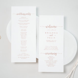 Rose Gold Calligraphy Wedding Program
