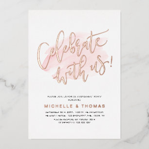 Rose Gold Celebrate With Us Script Modern Simple