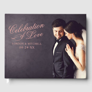 Rose Gold Celebration of Love Photo Wedding Guest Book