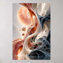 Rose Gold Celestial Flow Surreal Abstract Wall Art