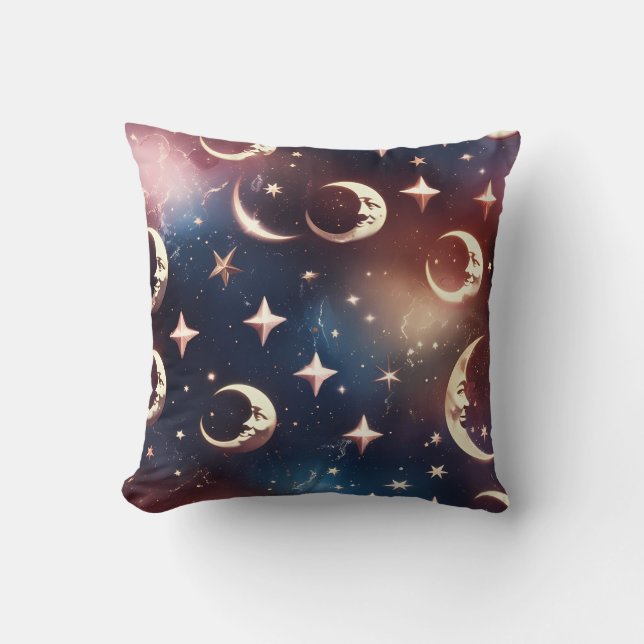 Rose Gold Celestial Moon Pillow (Front)