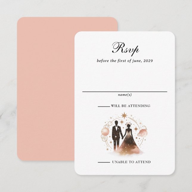 Rose Gold Celestial Wedding RSVP Card (Front/Back)