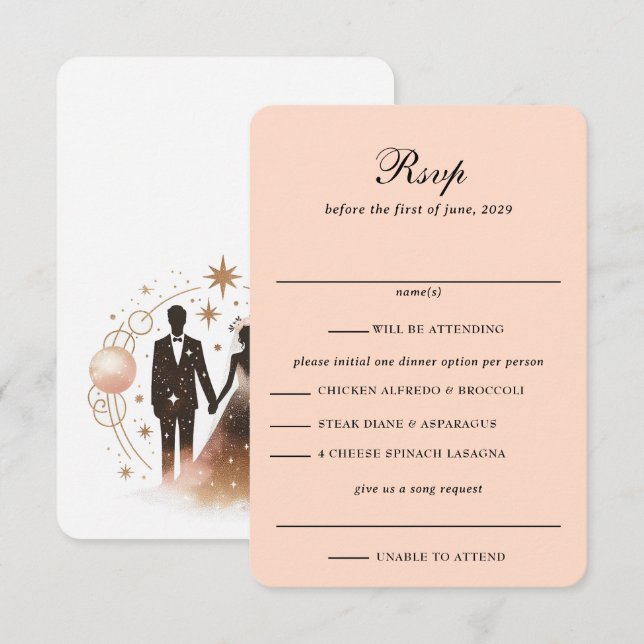 Rose Gold Celestial Wedding RSVP Card (Front/Back)