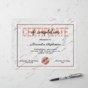 Rose Gold Certificate of Completion Course Award