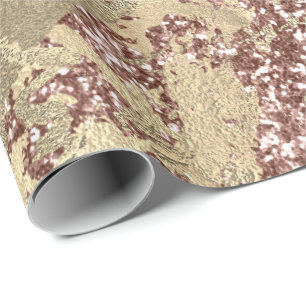 Rose Gold Champaigne Marble Glitter Spark Strokes Wrapping Paper