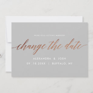 Rose Gold Change the Date Wedding Postponement Save The Date