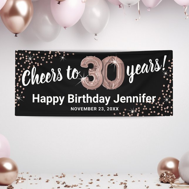Rose Gold Cheers to 30 Years Birthday Banner (Creator Uploaded)