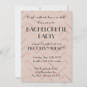 Rose Gold Chevron Bachelorette Party Invite