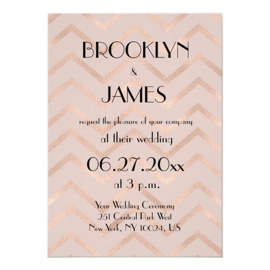 Rose Gold Chevron Wedding Invitations