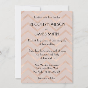 Rose Gold Chevron Wedding Invites