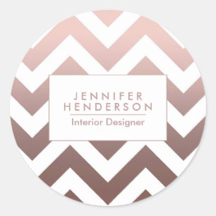 Rose Gold Chevrons Classic Round Sticker