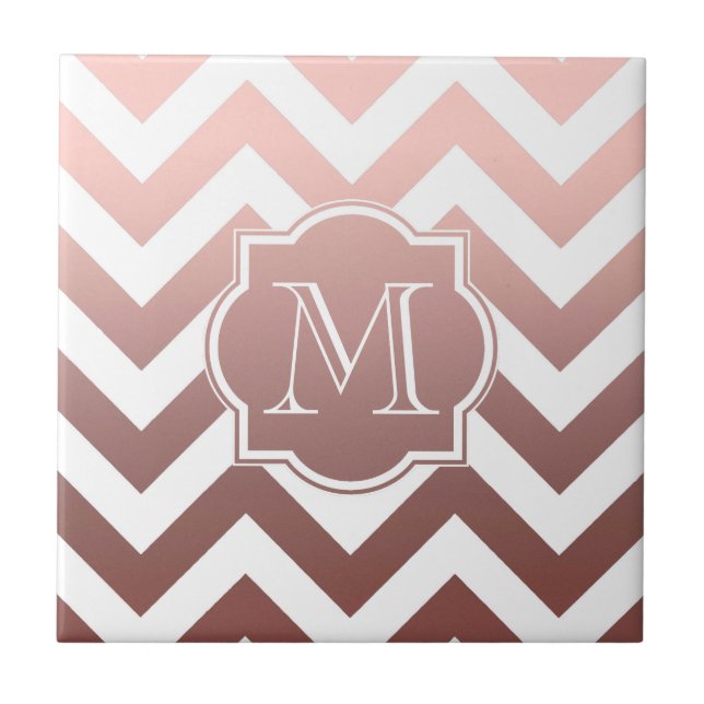 Rose Gold Chevrons Monogram Tile (Front)