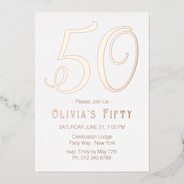 Rose Gold Chic 50e anniversaire Foil Invitation (Recto)