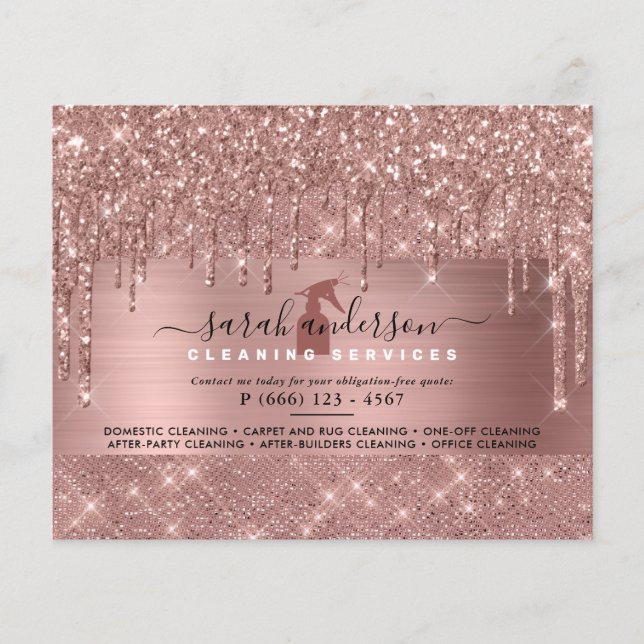 Rose Gold Chic Cleaning Services Flyer (Front)
