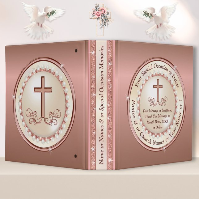 Rose Gold, Christian Photo Album, Any Occasion Binder (Church Anniversary Gift Ideas. Beautiful Rose Gold Photo Album.Pastor Appreciation Day Gifts.)
