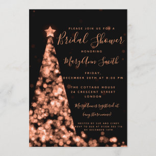 Rose Gold Christmas Lights Holiday Bridal Shower Invitation