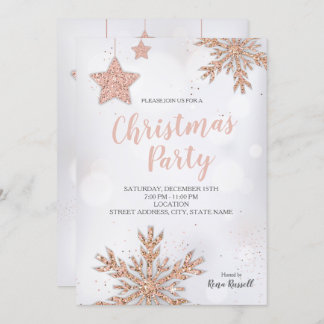 Rose Gold Christmas Party Invitation