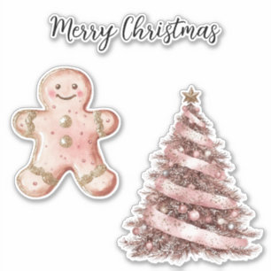 Rose Gold Christmas Tree Gingerbread Cookie 