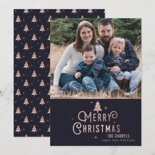 Rose Gold Christmas Tree Holiday Photo Card